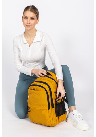 Fermuarlı Geniş Bölmeli Spor & Okul Sırt Çantası Hafif, Ergonomik Ve Dayanıklı Tasarım - Sarı Sarı