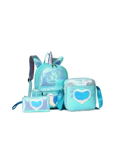 3 Adet/takım Sequins Unicorn Sırt Çantası Moda Kız Glitter Okul Açık Vizon