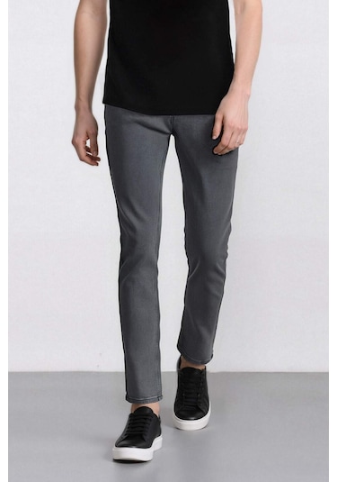 Defacto Pedro Slim Fit Dar Kalıp Normal Bel Dar Paça Jean Pantolon E7440ax25smnm55 Gri
