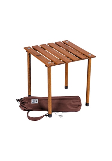Bag The Joy 40 x 40 x 40 CM Ahşap Katlanır Kamp Masası - Kahverengi