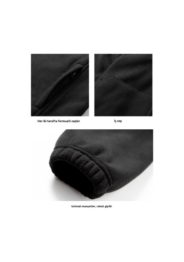 Erkekler Ve Kadınlar İçin Polar Ceketler Siyah