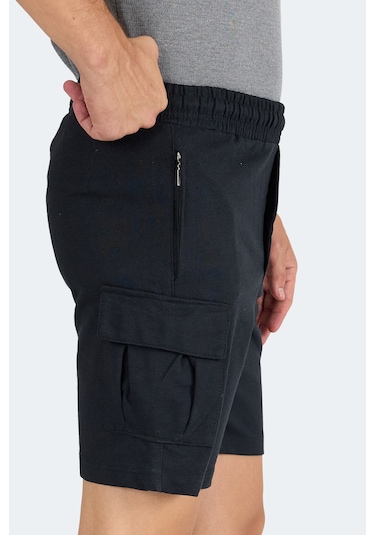 Slazenger Neck I Erkek Fermuar Cepli Siyah Şort Siyah