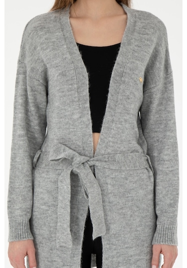 U.s. Polo Assn. Kadın Gri Melanj Hırka Triko 50297102-vr086 Gri Melanj