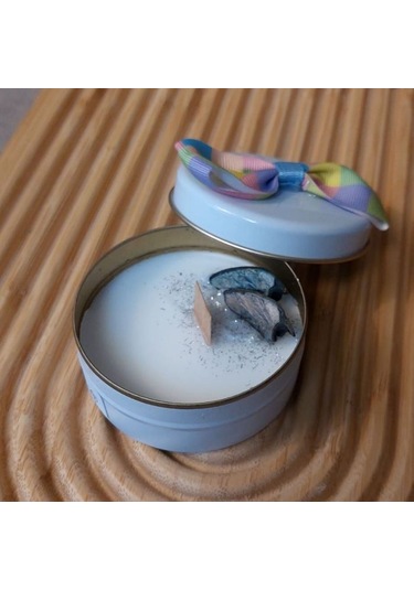 Uretti - Ayşe 7362 6626 El Yapımı Japon Kiraz Çiçeği Kokulu Metal Kutuda Mum - 3 X 7 Cm Beyaz