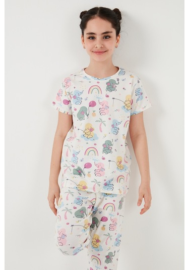 Lela % 100 Pamuk Bisiklet Yaka Kısa Kollu Kız Çocuk Pijama Takımı 6651004 Ekru Lela % 100 Pamuk Bisiklet Yaka Kısa Kollu Kız Çocuk Pijama Takımı 6651004 Ekru