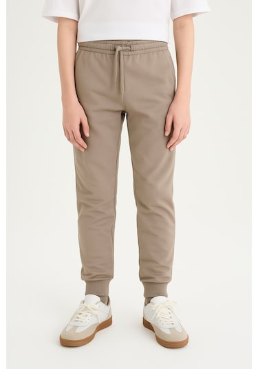 Erkek Çocuk Basic Jogger Paça Okul Eşofman Altı Ak-2350 Bej