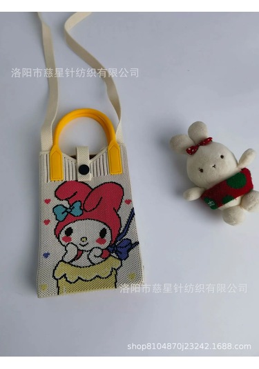 Yaz Sıcak Satış Sezon Örme Küçük Kare Çanta Kaliteli Çanta Crossbody Cep Creamy-white Rabbit Girl Krem