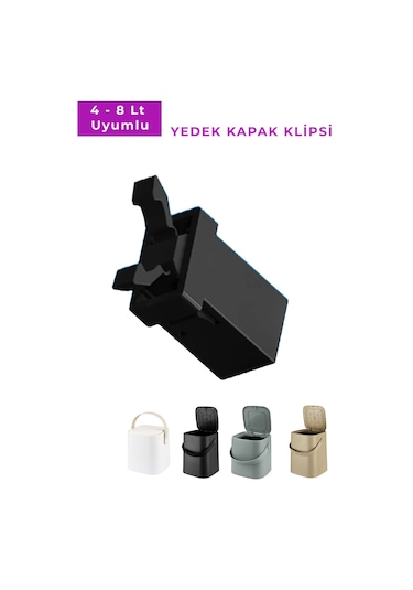 Tuffex 2'li Yedek Kapak Klipsi - Tutma Saplı İç Kovalı Çöp Kovası 4 - 8 Lt Uyumlu