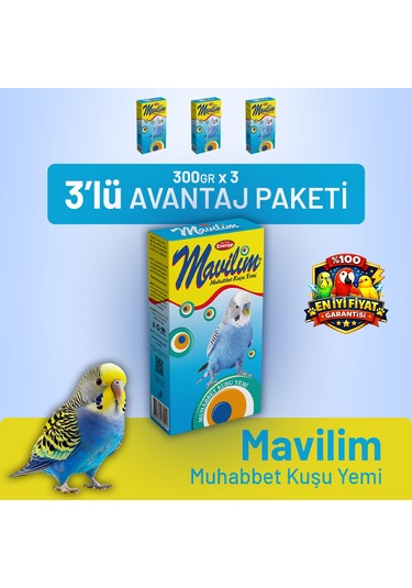 Mavilim Muhabbet Kuşu Yemi - 3 Adet 300 G