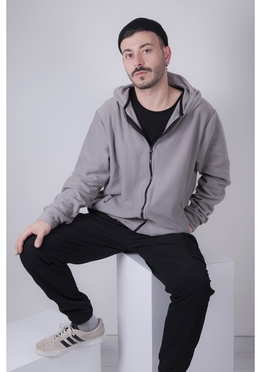 Kadın Erkek Fermuarlı Kapşonlu Polar Sweatshirt