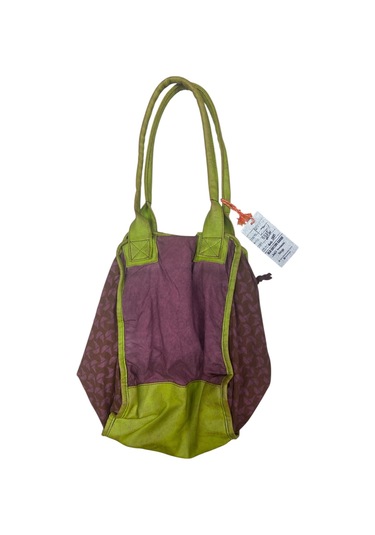 Kaliteli Eskitme Organik Vintage Salaş Desenli Günlük Gezi Seyahat Plaj Kadın Omuz El Çantası M Yeşil Mor