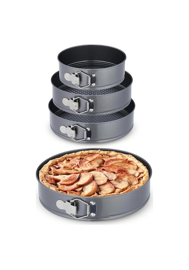 Kapris 3 Lü Kelepçeli Kek Kalıbı Seti 24-26-28 Cm Kap-520 Antrasit