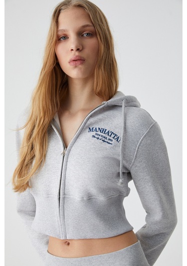 IRESSINE Kadın Kapüşonlu Fermuarlı Uzun Kollu Regular Grimelanj Sweatshirt