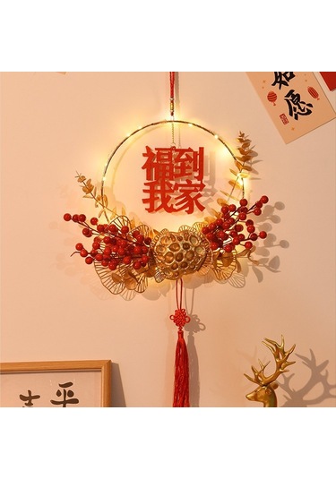 Dianziye Yılbaşı Dekorasyon Seti Led Işıklı Mutluluk Simgesi Salonu Süs Floral Halka Kendi Elinizle Montaj Malzeme Paketi