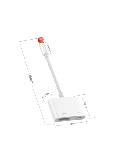 Gajeena İphone Uyumlu İpad İçin Lightning'den Hdmı'ye 1080p Hd Video Akış Adaptörü - Tv/projektör Ekran Yansıtma Kablosu Beyaz