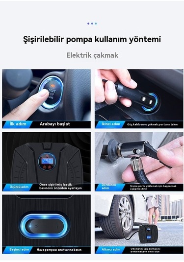 Maoyaya Lyon Taşınabilir Çok Fonksiyonlu Ara Hava Pompası Lcd Dijital Ekranlı