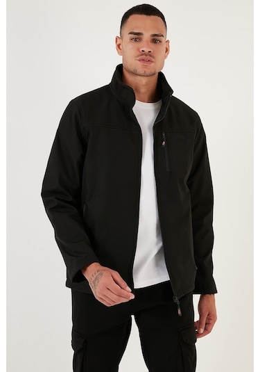 Buratti Su Itici Slim Fit Dik Yaka Softshell Ince Erkek Mont 649003 Siyah