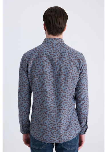 Twn Slim Fit İndigo Baskılı Pamuklu Gömlek 1ec02hd32259m Çok Renkli