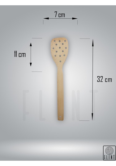 Gürgen Ağacı El Yapımı Tahta Ahşap Süzgeç Servis Spatula 32cm