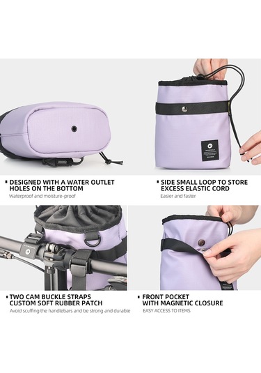 Rhınowalk Rk24932 Çok Fonksiyonlu Polyester Bisiklet Çantası Omuz Çantası Saklama Çantası - Açık Mor