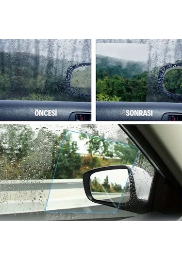 Buffer 4 Parça Yan Aynalar Ve Yan Camlar İçin Araç Ayna Yağmur Kaydırıcı Ve Cam Buğu Önleyici Film Seti