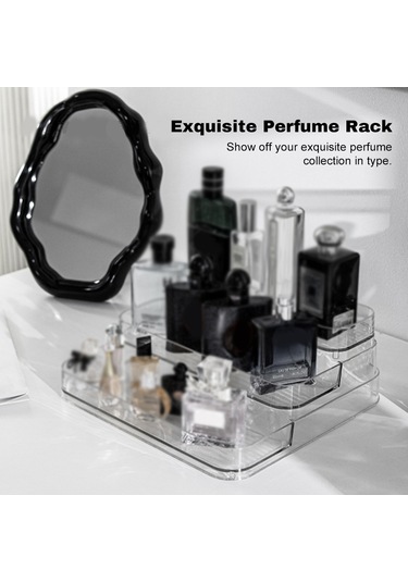 Hangfox Şık 3 Katlı Akrilik Parfüm Ve Kozmetik Organizatörü - Çok Amaçlı Düzenleyici Şeffaf