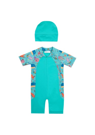 Uv Korumalı Kısa Kollu Tulum Bebek Çocuk Yüzücü Mayo 1910 Mint Mint