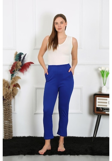 Akbeniz Kadın Pamuklu Sax Tek Alt Pijama 27523-saks Saks