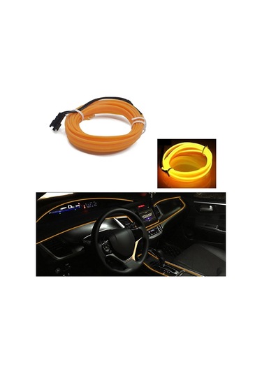 Cbtx Araba Dekorasyonu İçin 5m Çakmak El Şerit Işığı Ortam Işıkları Sürücülü Parlayan Halat Işığı - Sarı