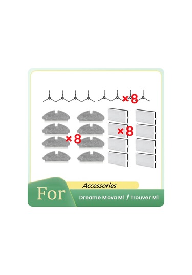 Xurunkeji Dreame Mova M1 / Trouver M1 Süpürge Aksesuarları İçin 24 Adet Yan Fırça Filtre Bez Toz Torbası Temizleyici Parça Değişimi