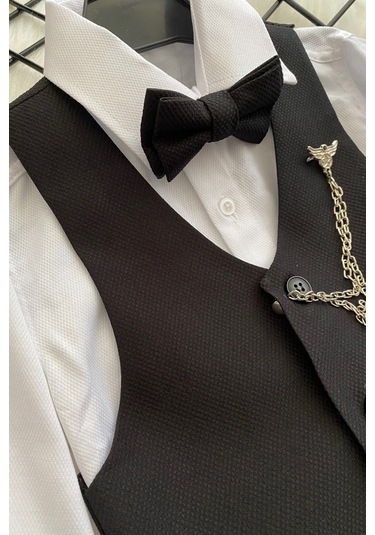 Zincirli Begos Erkek Çocuk Takım Elbise Siyah