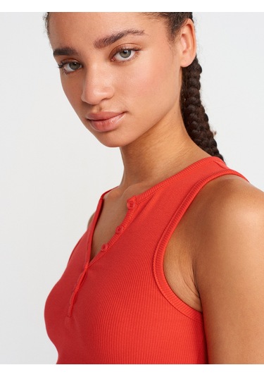 Dilvin 20844 Önü Düğmeli Top-k.kırmızı K.kırmızı