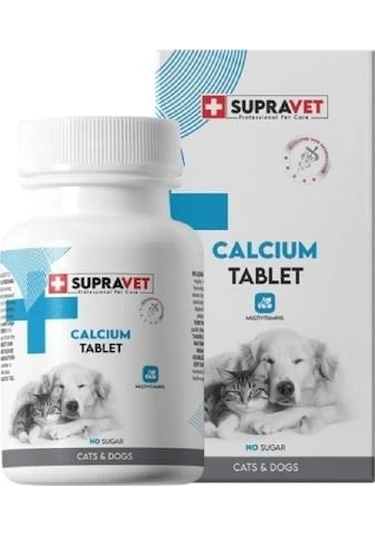 Supravet Calcium Kedi Ve Köpekler İçin Kalsiyum Vitamin Tablet 75 Adet