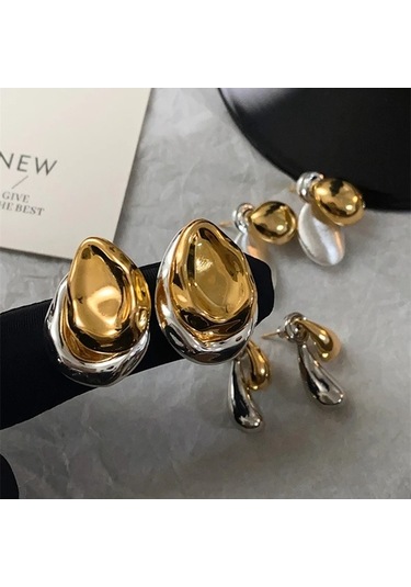 Flybuy Vintage Paslanmaz Çelik Damlacık Küpe Kadın - Bakır Saplama 1.5cm Gümüş Gümüş