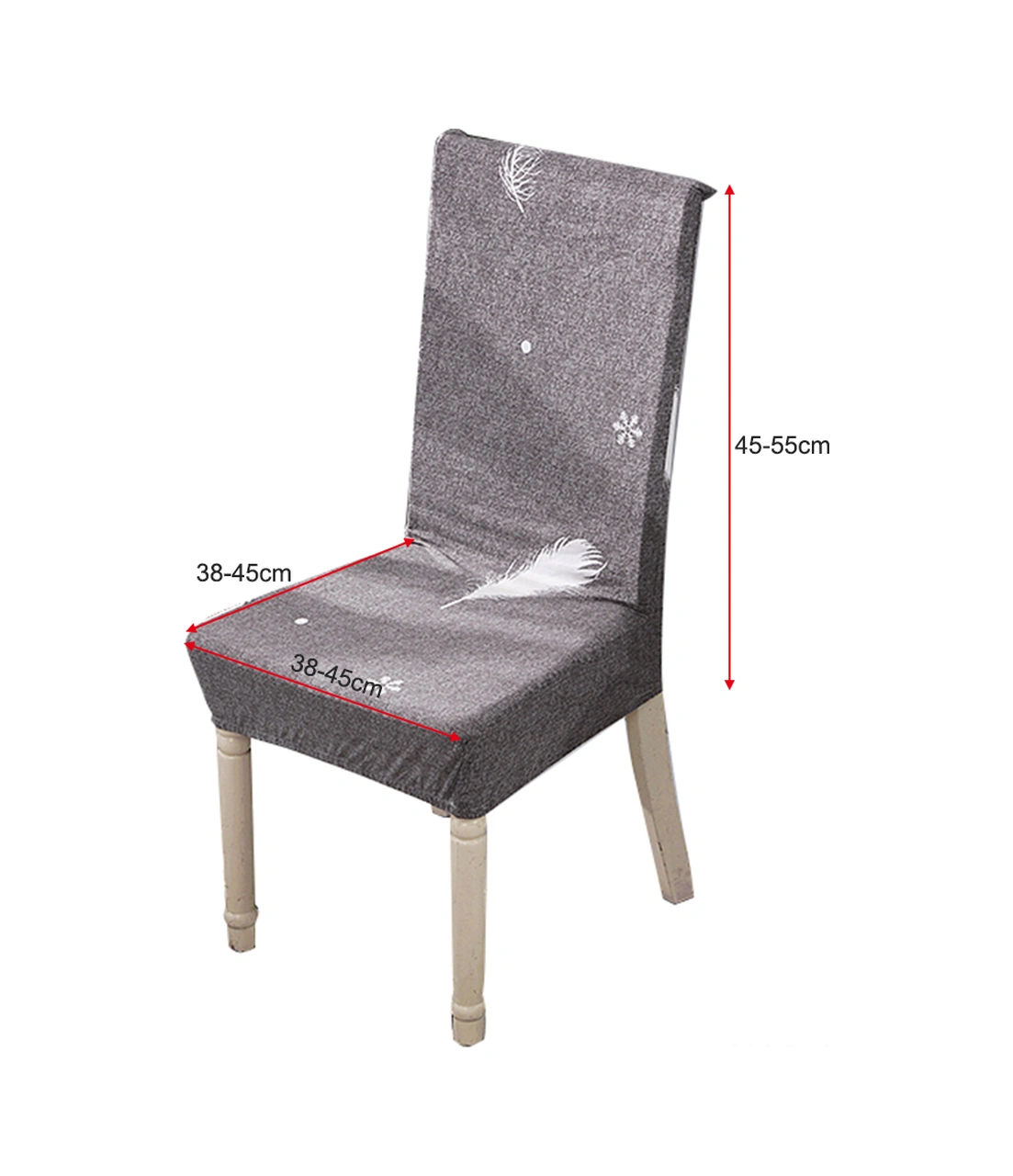 Qingmipy Beyaz Güneş Tozu Desenli Poliester Midi Koltuk Kılıfı - Yumuşak Süt İpek Fırçalı - 38-45cm Genişlik - 45-55cm Arka Yükseklik Gri