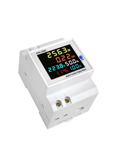 Reedark D52-2066 Dın Raylı Çok Fonksiyonlu Elektrik Ölçer, Lcd Ekran, Akım Gerilim Güç Frekans Monitörü
