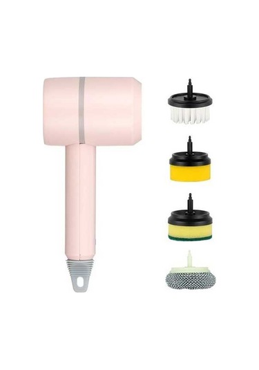 Pazly Kablosuz Temizleme Fırçası Seti - 4 Fırça + Ana Ünite - Pembe