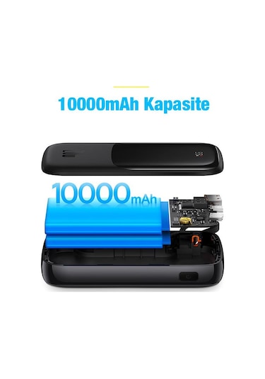 Baseus 20W 10000mAh İphone Lightning Şarj Kablolu Dijital Ekranlı Powerbank