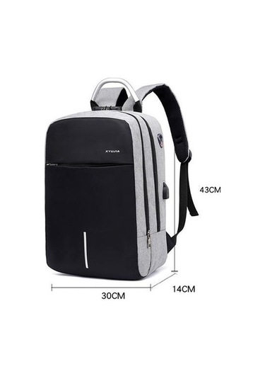 Moda Su Geçirmez Çok Fonksiyonlu Anti-hırsızlık Şifre Kilidi Usb Şarj Sırt Çantası Dizüstü Rahat Sırt Çantaları Iş Seyahat Çantası 3v5952 Gri