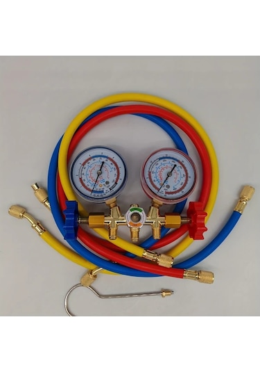 Dashanshop Ac Şarj Test Cihazı 3 Hortumlu Diagnostic Orifis Manometre R12 R22 R404a R134a Tool07