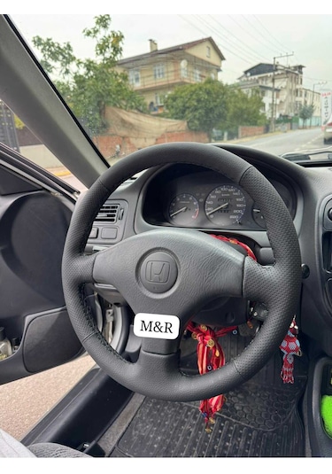 Honda İes  Kaplama Deri Direksiyon Kılıfı Siyah