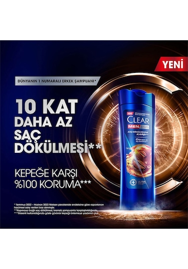 Clear Men Kepeğe Karşı Etkili Şampuan Saç Dökülmesine Karşı 3 x 350 ML