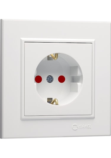 Makel Kare Çocuk Korumalı Topraklı Priz+çerçeve Beyaz