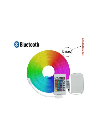 Epistar 5v Rgb Neon Şerit Işık 1m/2m/3m Bluetooth Uzaktan Kumandalı Su Geçirmez Ev Dekor Şerit Işığı Yayan Color5 0,5 M