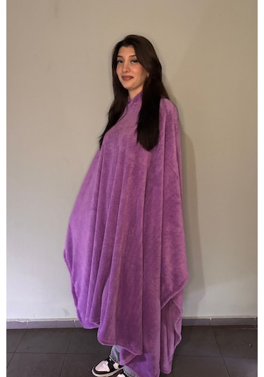 Giyilebilir Hoodie Battaniye Rahat Kalıp Tek Beden Lila