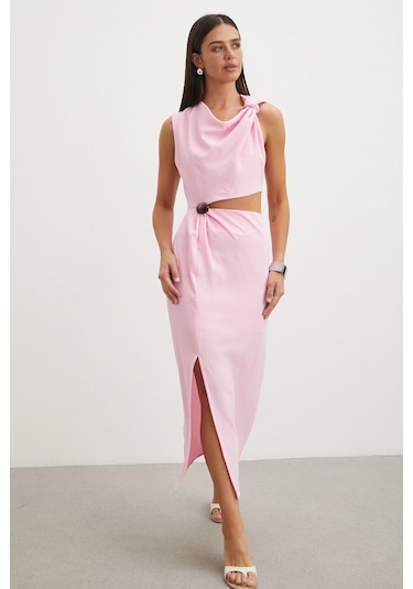 Uterpe Drapeli Cut-out Elbise Pembe