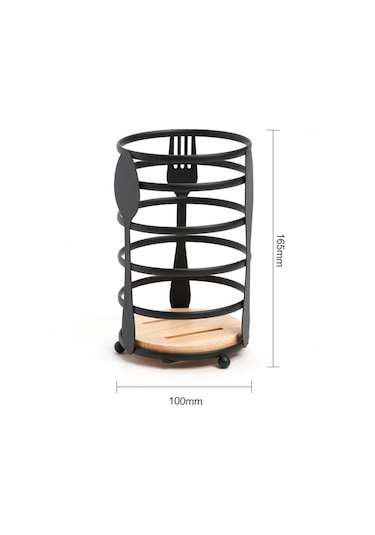 Paslanmaz Çelik Mutfak Gereçleri Tutucu, Mutfak Gereçleri Saklama Mutfak Aksesuarları, Siyah 16,5x10x10 Cm Diğer