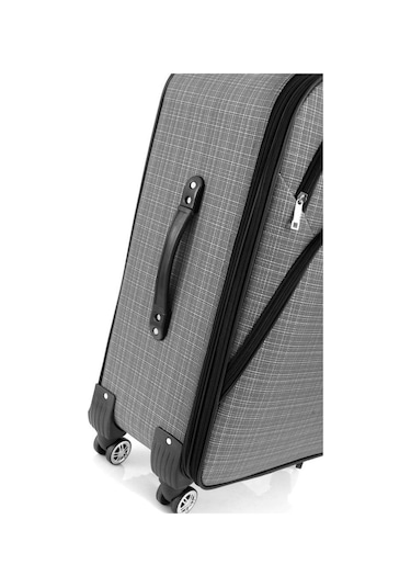 Orta Boy 4 Teker Kumaş Valiz Gri 1081 Gri