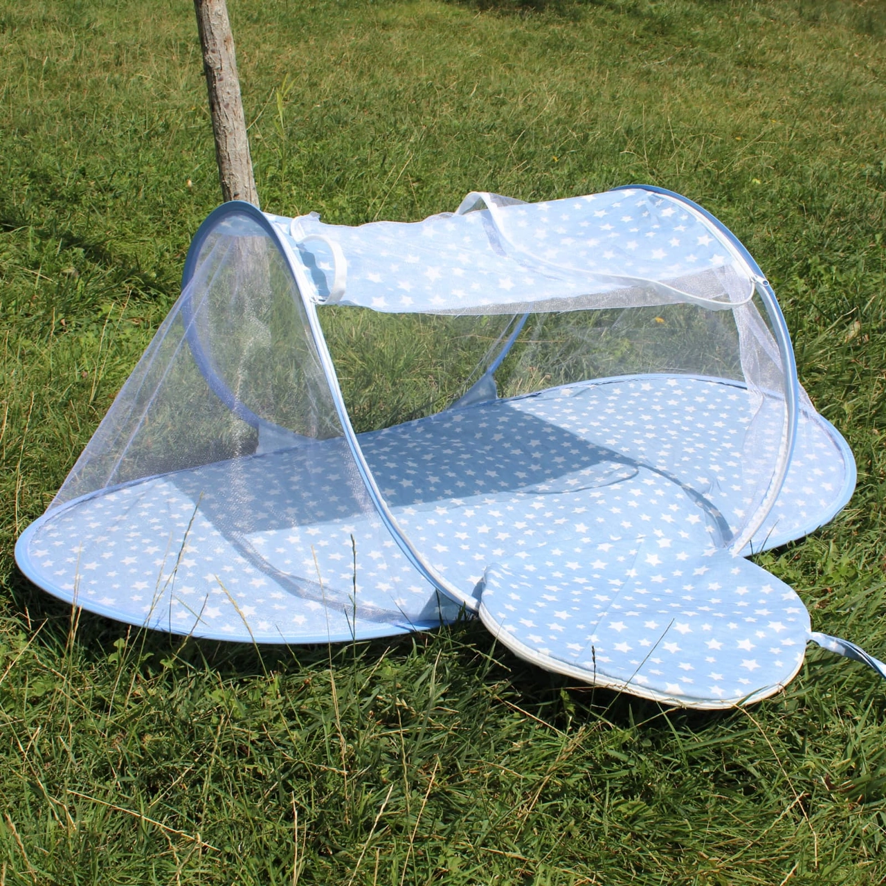 Katlanabilir Mavi Bebek Cibinlik Çantalı Tül Sineklik Haşere Koruyucu Bebek Gölgelik 120-60 CM