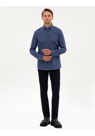 Pierre Cardin Erkek İndigo Gömlek Desenli 50311380-vr028 İndigo